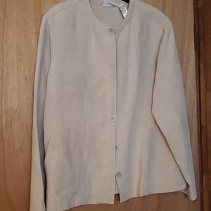 Linen beige short length button front blazer